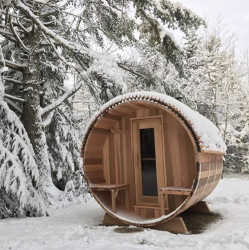 Família vermelha de Cedar Barrel Sauna House For da pessoa exterior da sala 6 da sauna do tambor do círculo do vapor