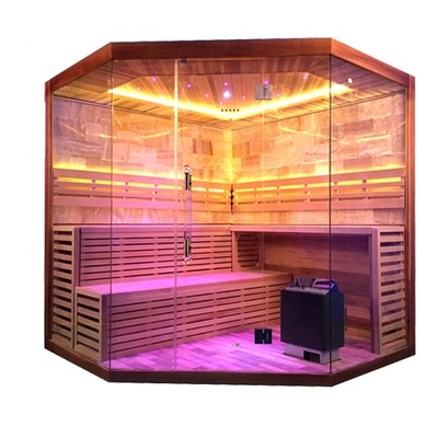 Cicuta canadense pura/Cedar Corner Sauna Steam Room vermelho 6KW 220V com sala de sal de rocha