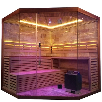 Cicuta canadense pura/Cedar Corner Sauna Steam Room vermelho 6KW 220V com sala de sal de rocha