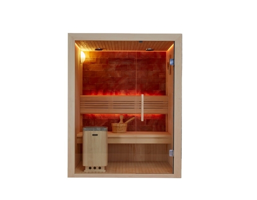 Sala luxuosa personalizada Cedar Aspen Sauna Room vermelho de madeira interno dos termas de sal da pedra da rocha