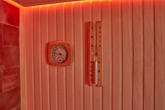 Sala luxuosa personalizada Cedar Aspen Sauna Room vermelho de madeira interno dos termas de sal da pedra da rocha