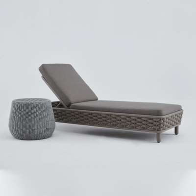 Associação tecida do pátio do jardim de Sun corda exterior Chaise Lounge Chair Khaki For da associação da mobília