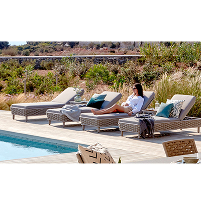 Associação tecida do pátio do jardim de Sun corda exterior Chaise Lounge Chair Khaki For da associação da mobília
