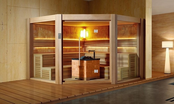 Grande tamanho Cedar Wood Sauna vermelho da sala seca luxuosa da sauna da madeira maciça