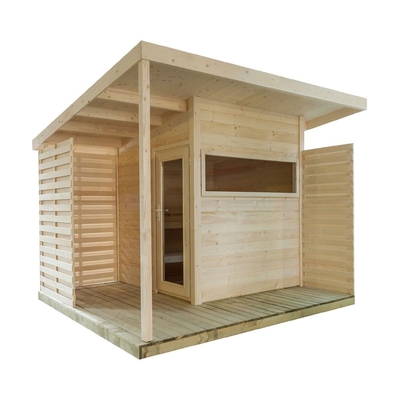 Cabine infravermelha distante de madeira da sauna de 6 pessoas do abeto vermelho nórdico exterior