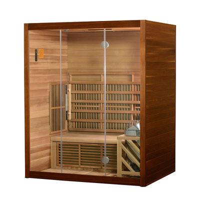 Sala completa infravermelha distante da sauna do espectro do EMF da pessoa interna do cedro vermelho 4 baixa para a casa